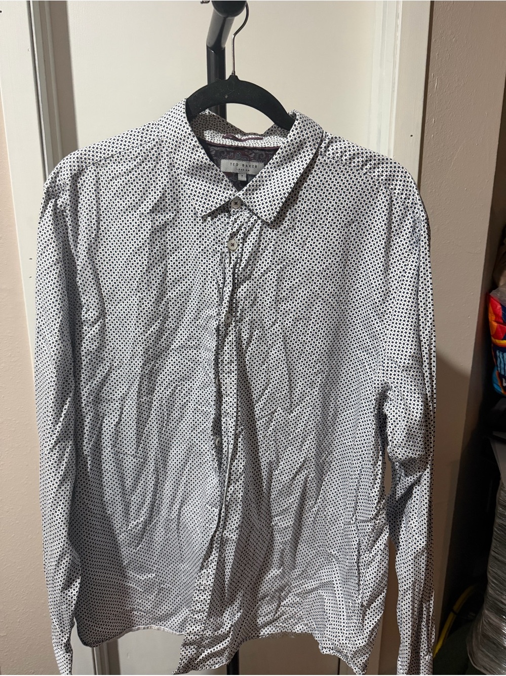 Ted Baker London Men’s XXXL 3XL Size 7 Button Down Shirt Geo Print Long Sleeve